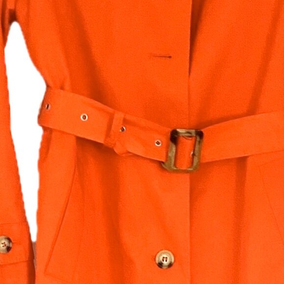 Ralph Lauren Black Label Mid-Length Belted Orange Trench Coat Womens Size M - Picture 9 of 11